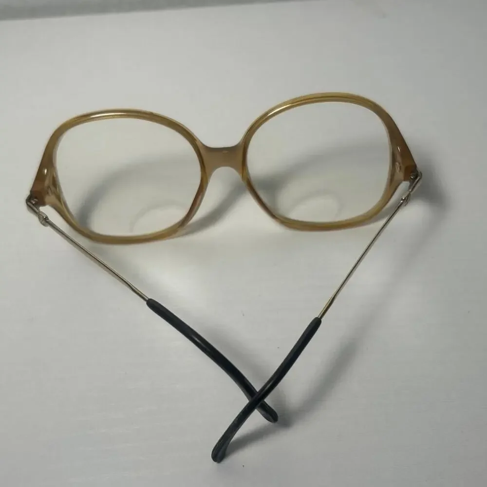 Vtg Optyl Vienna Frame Model 80 Translucent Amber/Lavender Oversized 80’s